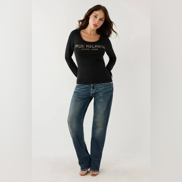 NWT True Religion Women's Crystal Logo Sweater - Picture 5 of 6